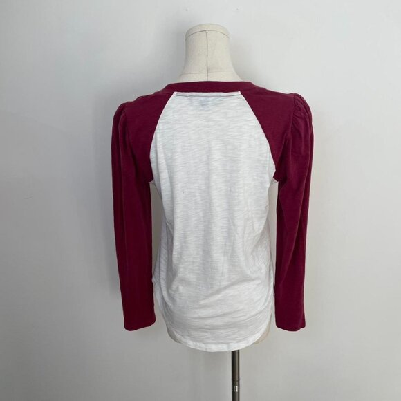 Veronica Beard Jean Mason Baseball Tee in White/ Soft Raspberry | Women’s Size S - Picture 3 of 5